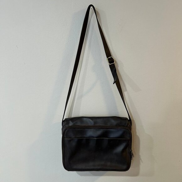 Rosetti Brown Faux Leather Vinyl Satchel Bag Purse Adjustable Strap - Picture 3 of 9